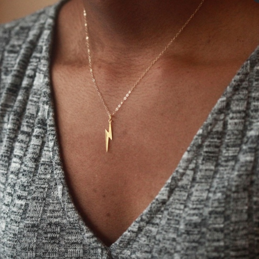 gold lighting bolt necklace